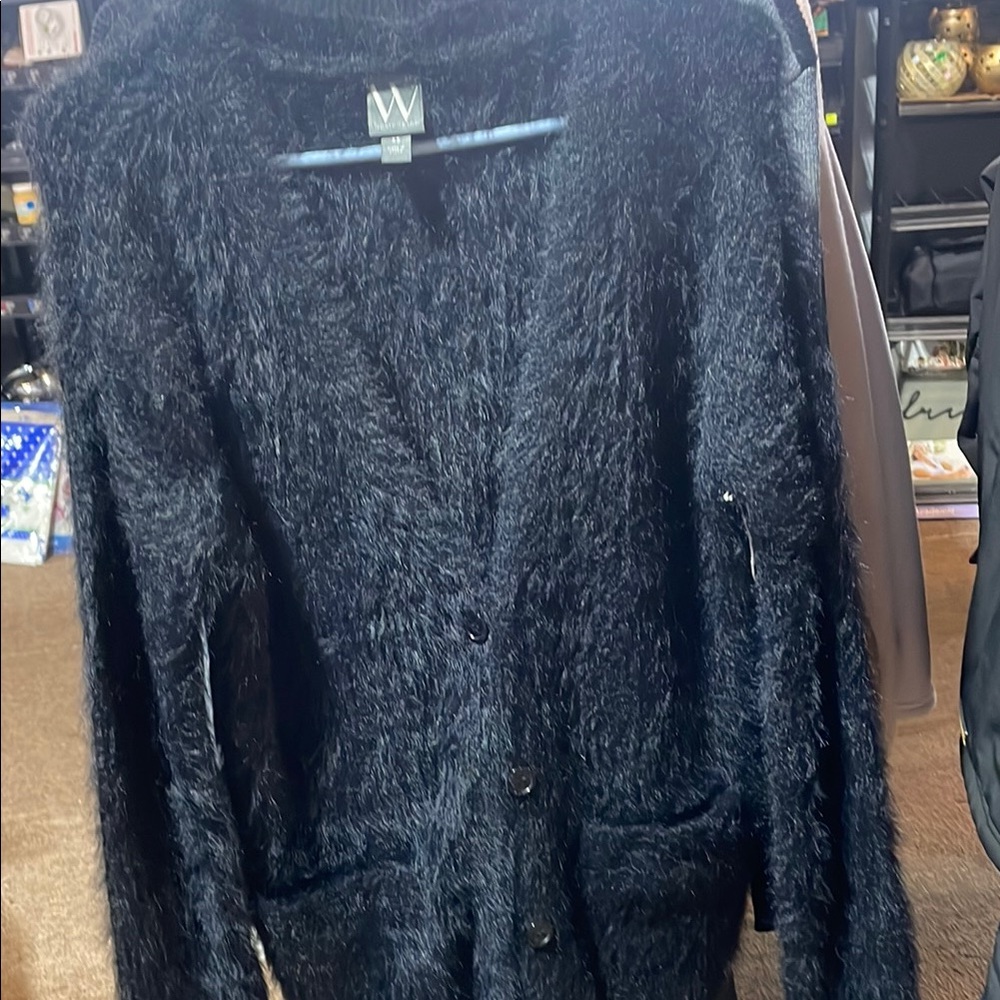 Worthington Black Fuzzy Cardigan